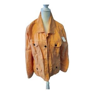 J Jill 100% linen Creamsicle colored jacket.  Size L